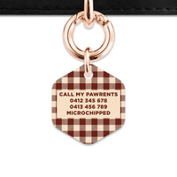 Bailey And Bone Pet ID Tag Brown And Beige Plaid Pet Tag