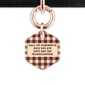 Bailey And Bone Pet ID Tag Brown And Beige Plaid Pet Tag