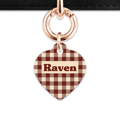 Bailey And Bone Pet ID Tag Brown And Beige Plaid Pet Tag