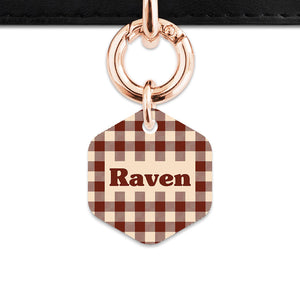 Bailey And Bone Pet ID Tag Brown And Beige Plaid Pet Tag