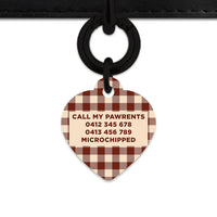Bailey And Bone Pet ID Tag Brown And Beige Plaid Pet Tag