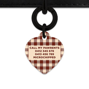 Bailey And Bone Pet ID Tag Brown And Beige Plaid Pet Tag