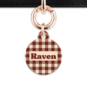 Bailey And Bone Pet ID Tag Brown And Beige Plaid Pet Tag