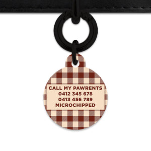 Bailey And Bone Pet ID Tag Brown And Beige Plaid Pet Tag