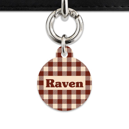 Bailey And Bone Pet ID Tag Brown And Beige Plaid Pet Tag