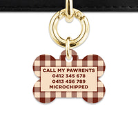 Bailey And Bone Pet ID Tag Brown And Beige Plaid Pet Tag