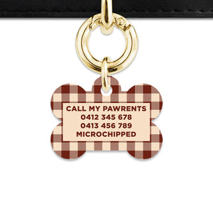 Bailey And Bone Pet ID Tag Brown And Beige Plaid Pet Tag