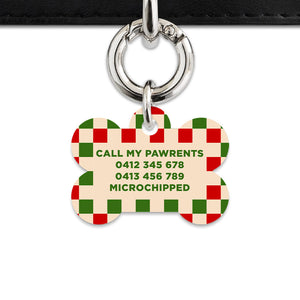 Bailey And Bone Pet ID Tag Christmas Checkers Pet Tag