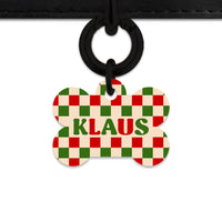 Bailey And Bone Pet ID Tag Christmas Checkers Pet Tag