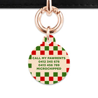 Bailey And Bone Pet ID Tag Christmas Checkers Pet Tag