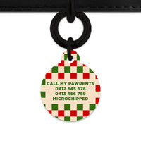 Bailey And Bone Pet ID Tag Christmas Checkers Pet Tag