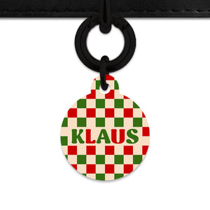 Bailey And Bone Pet ID Tag Christmas Checkers Pet Tag