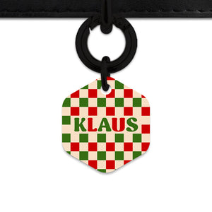 Bailey And Bone Pet ID Tag Christmas Checkers Pet Tag