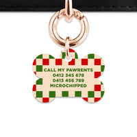 Bailey And Bone Pet ID Tag Christmas Checkers Pet Tag