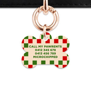 Bailey And Bone Pet ID Tag Christmas Checkers Pet Tag