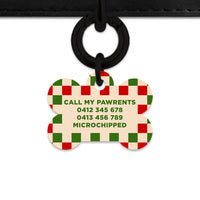 Bailey And Bone Pet ID Tag Christmas Checkers Pet Tag