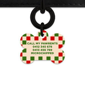 Bailey And Bone Pet ID Tag Christmas Checkers Pet Tag