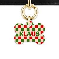 Bailey And Bone Pet ID Tag Christmas Checkers Pet Tag