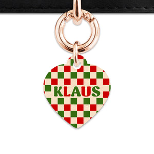 Bailey And Bone Pet ID Tag Christmas Checkers Pet Tag