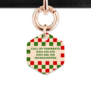 Bailey And Bone Pet ID Tag Christmas Checkers Pet Tag