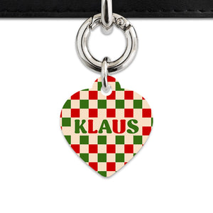 Bailey And Bone Pet ID Tag Christmas Checkers Pet Tag