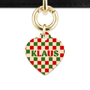 Bailey And Bone Pet ID Tag Christmas Checkers Pet Tag