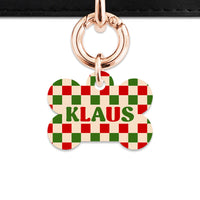 Bailey And Bone Pet ID Tag Christmas Checkers Pet Tag