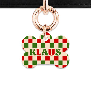 Bailey And Bone Pet ID Tag Christmas Checkers Pet Tag