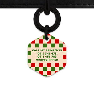 Bailey And Bone Pet ID Tag Christmas Checkers Pet Tag