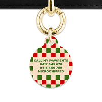 Bailey And Bone Pet ID Tag Christmas Checkers Pet Tag