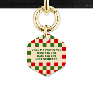 Bailey And Bone Pet ID Tag Christmas Checkers Pet Tag