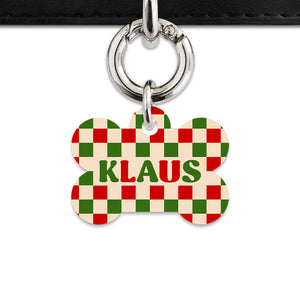 Bailey And Bone Pet ID Tag Christmas Checkers Pet Tag