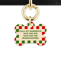 Bailey And Bone Pet ID Tag Christmas Checkers Pet Tag