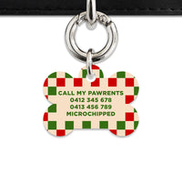 Bailey And Bone Pet ID Tag Christmas Checkers Pet Tag