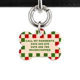 Bailey And Bone Pet ID Tag Christmas Checkers Pet Tag