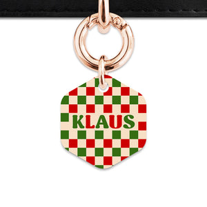 Bailey And Bone Pet ID Tag Christmas Checkers Pet Tag