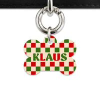 Bailey And Bone Pet ID Tag Christmas Checkers Pet Tag