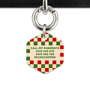 Bailey And Bone Pet ID Tag Christmas Checkers Pet Tag