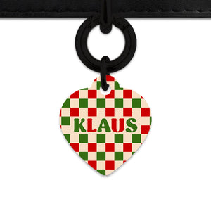 Bailey And Bone Pet ID Tag Christmas Checkers Pet Tag
