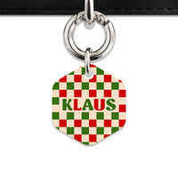 Bailey And Bone Pet ID Tag Christmas Checkers Pet Tag