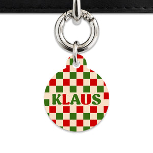 Bailey And Bone Pet ID Tag Christmas Checkers Pet Tag