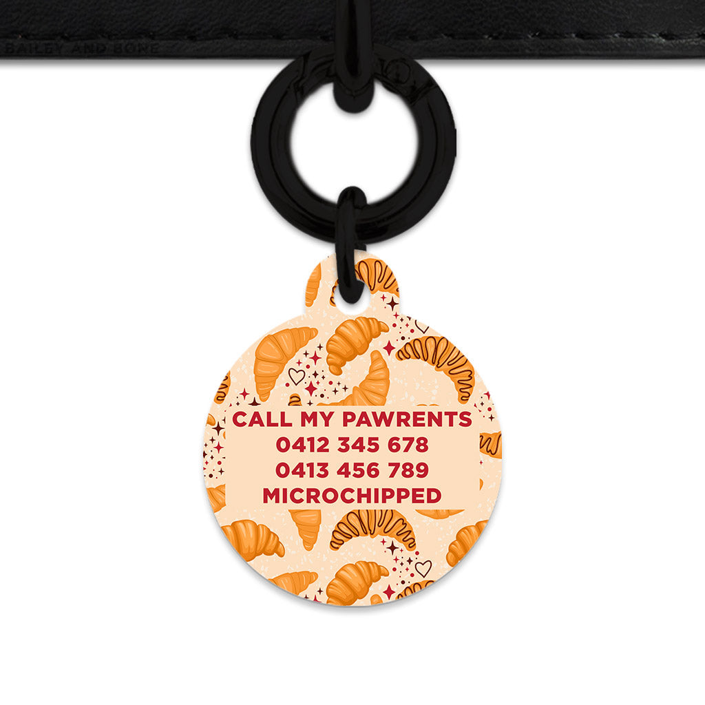 Bailey And Bone Pet ID Tag Croissant Pattern Pet Tag