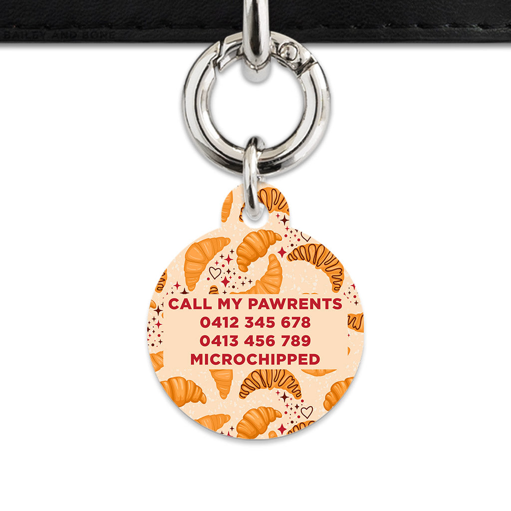 Bailey And Bone Pet ID Tag Croissant Pattern Pet Tag