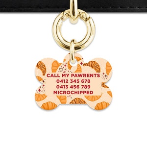 Bailey And Bone Pet ID Tag Croissant Pattern Pet Tag