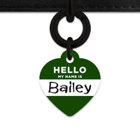 Bailey And Bone Pet ID Tag Dark Green Hello My Name Is Pet Tag