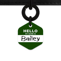 Bailey And Bone Pet ID Tag Dark Green Hello My Name Is Pet Tag