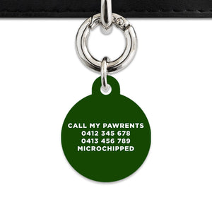 Bailey And Bone Pet ID Tag Dark Green Hello My Name Is Pet Tag