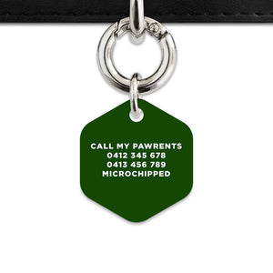 Bailey And Bone Pet ID Tag Dark Green Hello My Name Is Pet Tag