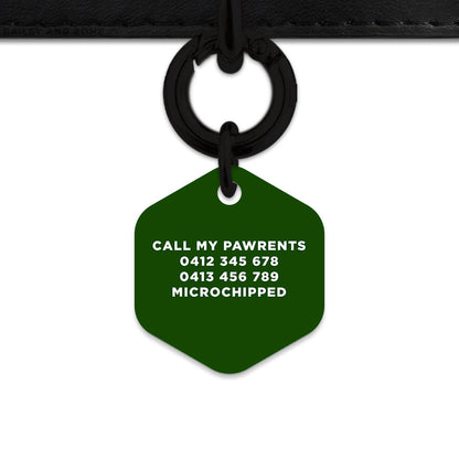 Bailey And Bone Pet ID Tag Dark Green Hello My Name Is Pet Tag