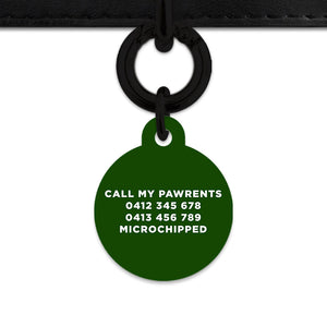Bailey And Bone Pet ID Tag Dark Green Hello My Name Is Pet Tag